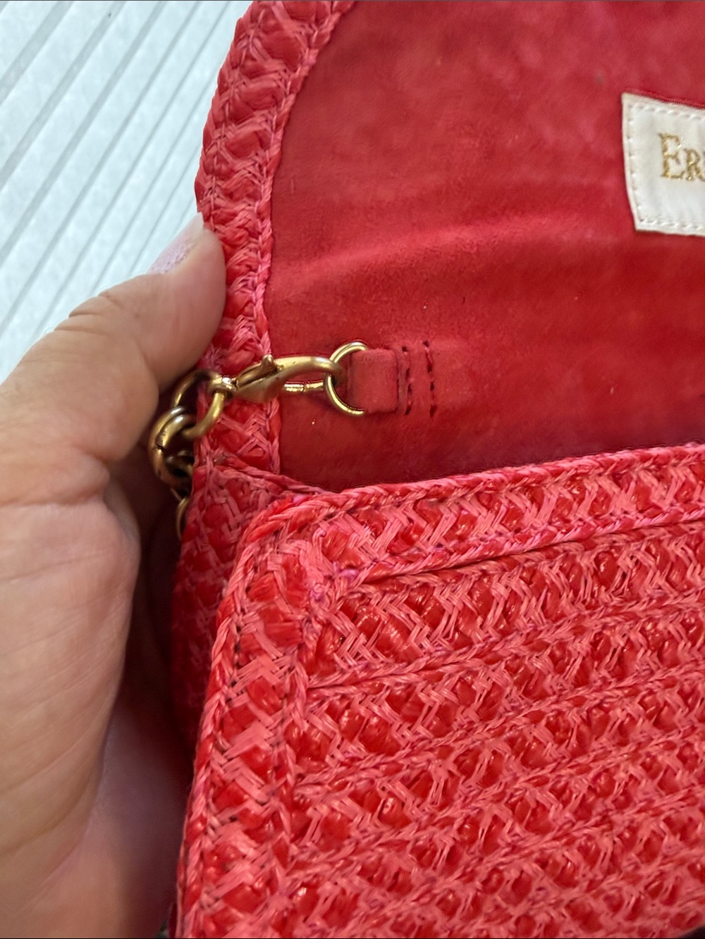 Eric Javits Coral Woven Crossbody with Gold Starfish Accent - Picture 8 of 8